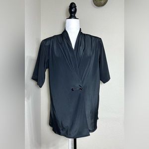 Black Silky Blouse Top Classic